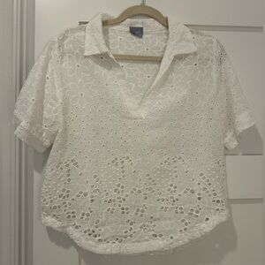 Coast by anthropology white eyelet top